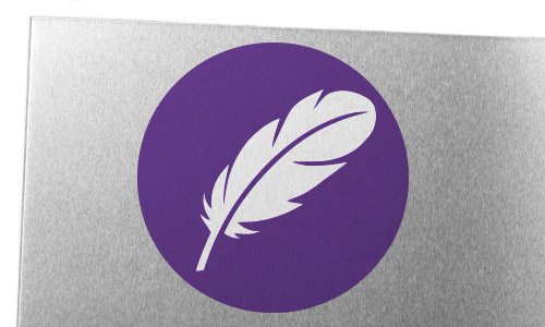 Aluminum sheet metal with feather icon